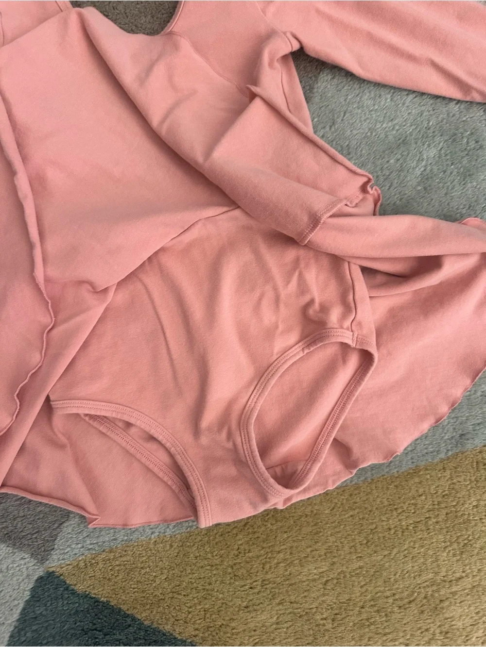 Girls' Long-Sleeve Pink Skirted Leotard